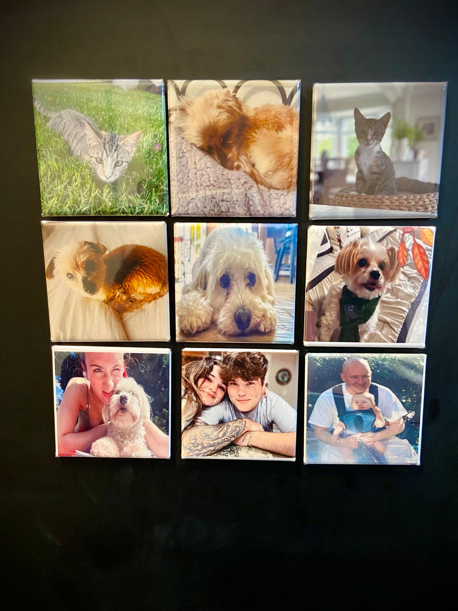 CUSTOM PHOTO MAGNETS - SET OF 9 PERSONALIZED 2X2 SQUARE MAGNETS $24.99