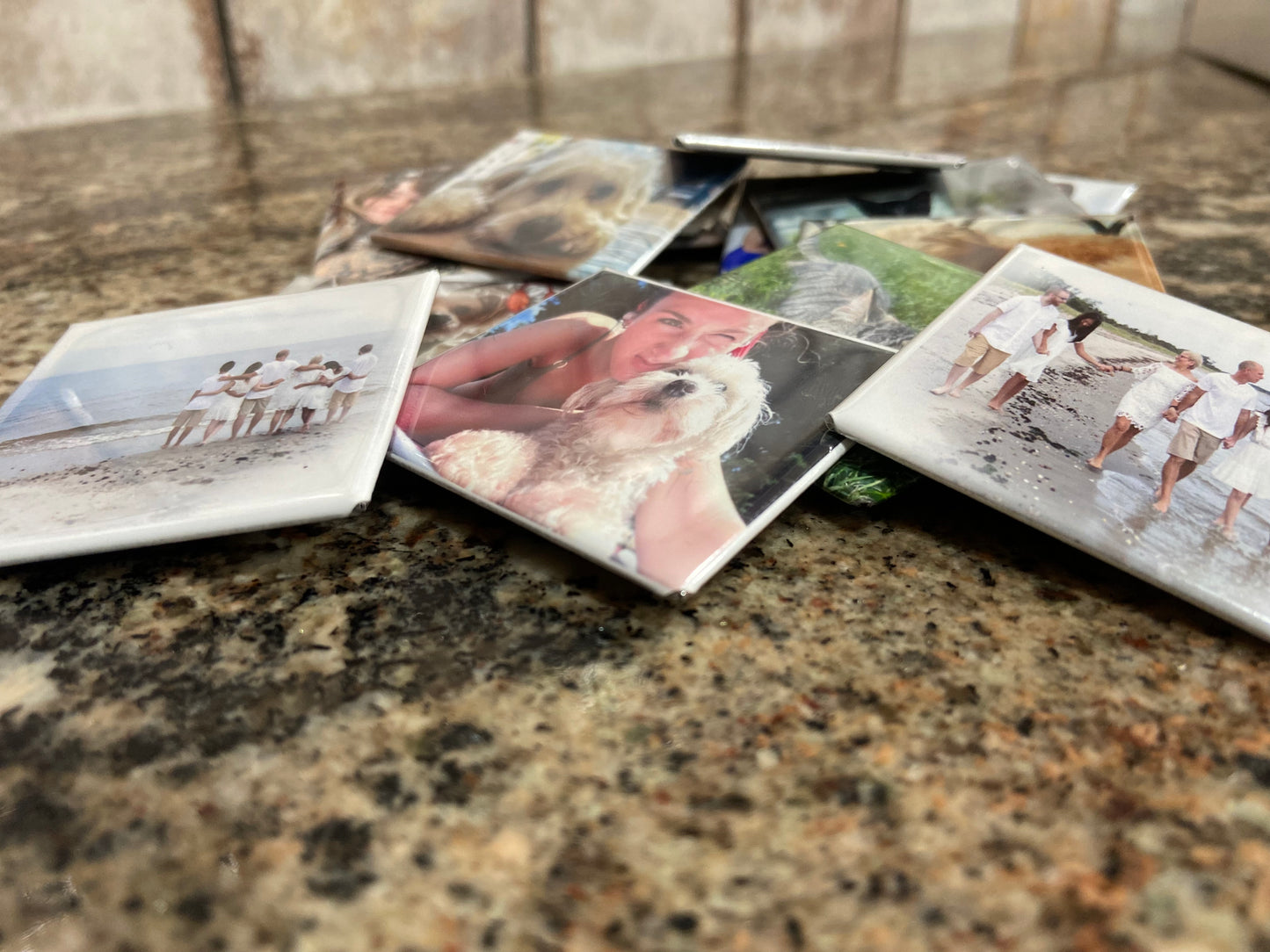 HANDMADE CUSTOM 2X2 SQUARE PHOTO MAGNETS -SET OF 9