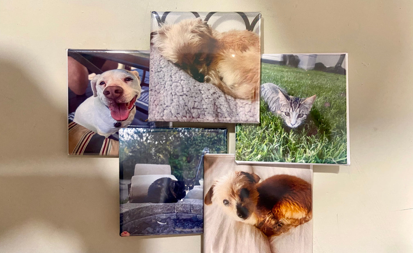 HANDMADE CUSTOM 2X2 SQUARE PHOTO MAGNETS -SET OF 9